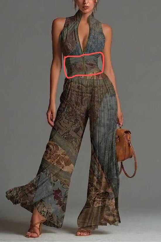 White Pleated Strap Neck Jumpsuit for Women, Long Wide Leg Fashion Sexy Folded Design 