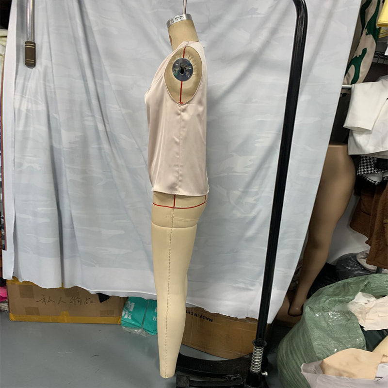 Women's Elegant Sleeveless Mock Neck Top, Ruffle Detail Solid Color Blouse For Office And Casual Wear 