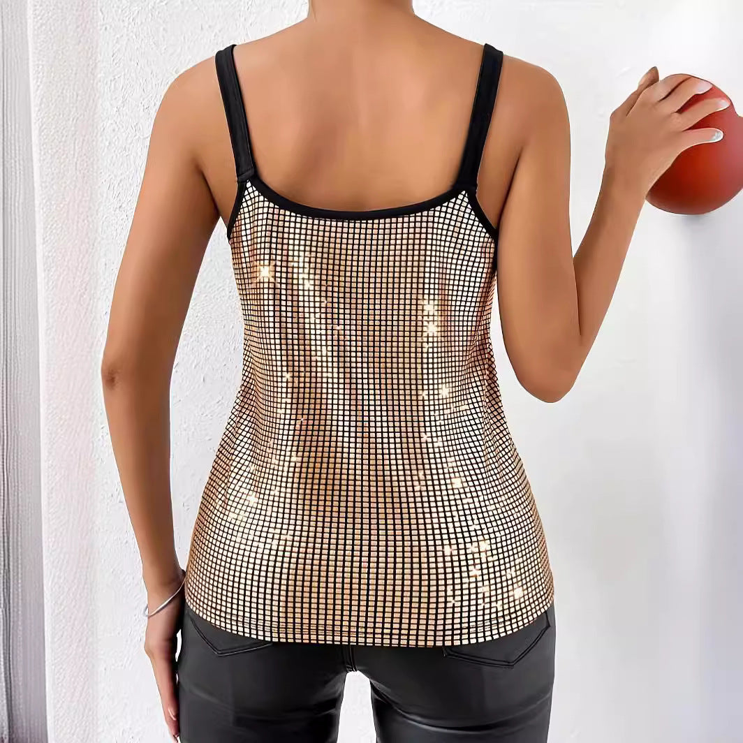 Summer Sequined Suspender Chain Vest Top Women's  Clothing FitiqueFit
