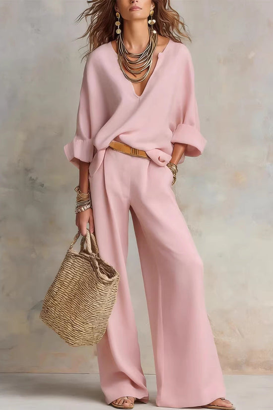 Fashionable Casual Linen Loose Vacation Set 