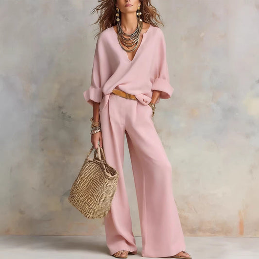 Fashionable Casual Linen Loose Vacation Set 