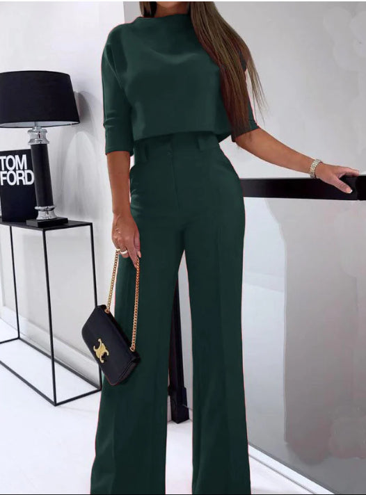 Women's Elegant Solid Color Half Sleeve Short Top 