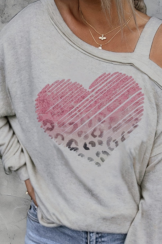 Ladies' Off Shoulder Long Sleeved Printed Love Hoodie CJ US