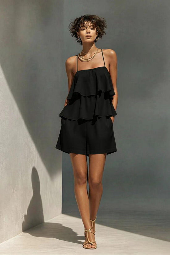 Multi-layer Ruffle Loose Camisole And Shorts Set 