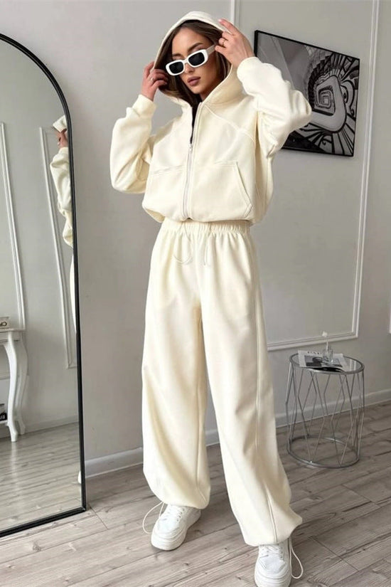 Women's Sportswear Set Solid Color Cardigan Set 