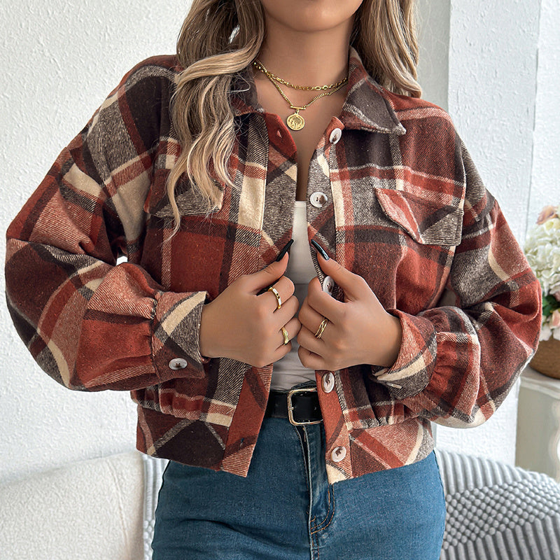 Plaid Shacket – Women’s Long-Sleeve Button-Down Shirt Jacket / Business Casual Top CJ US