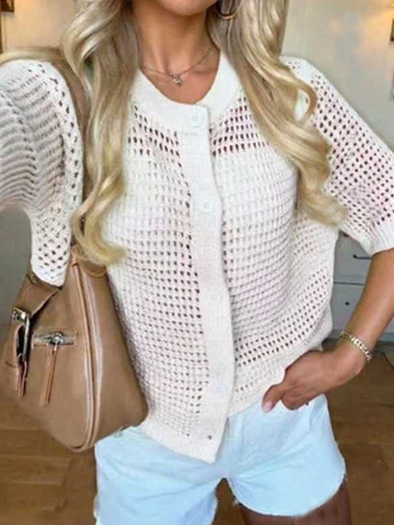 Women's Solid-color Cardigan Sweater Top 