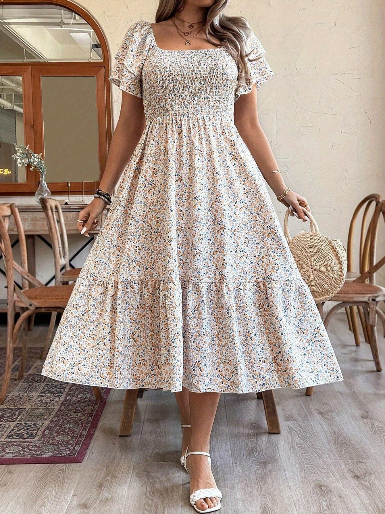 Plus Size Backless Midi Dress – Elegant Pleated Summer Party Dress CJ US