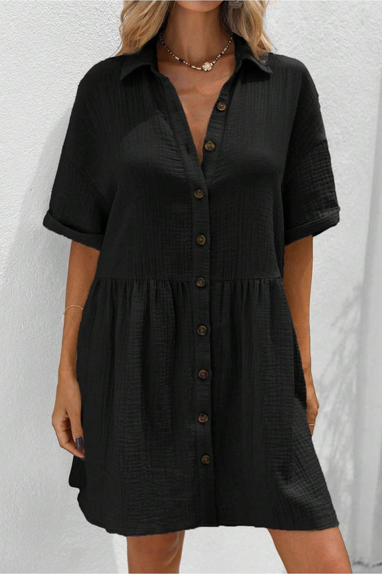 Women’s Ruffle Hem Shirt Dress – Loose Fit Summer Holiday Style CJ US