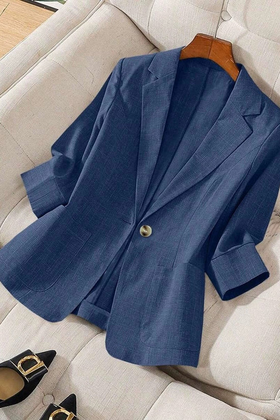 Solid color pocket small suit jacket women's button up top 