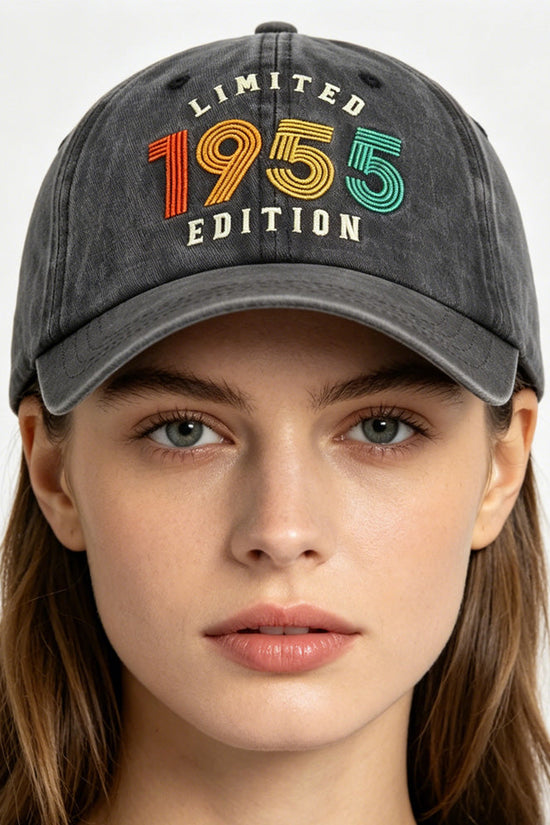 1955 Limited Edition Embroidered Vintage Baseball Cap – Retro Washed Distressed Hat 