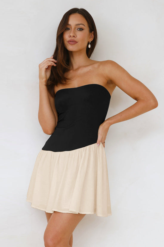 Pleated Stitching Tube Top Dress 