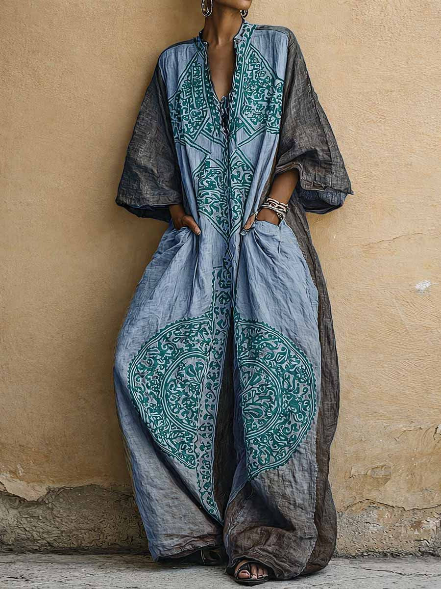Printed Bohemian style wide leg jumpsuit for women 