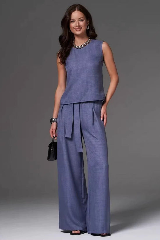 Women's Loose Casual Sleeveless Wide-Leg Pants Set 