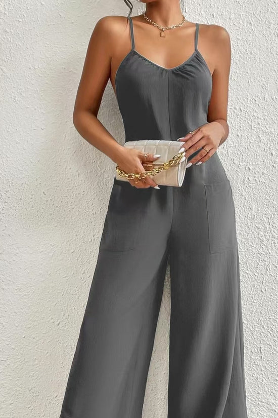 Women’s Pleated Chest Cross-Strap Jumpsuit CJ US