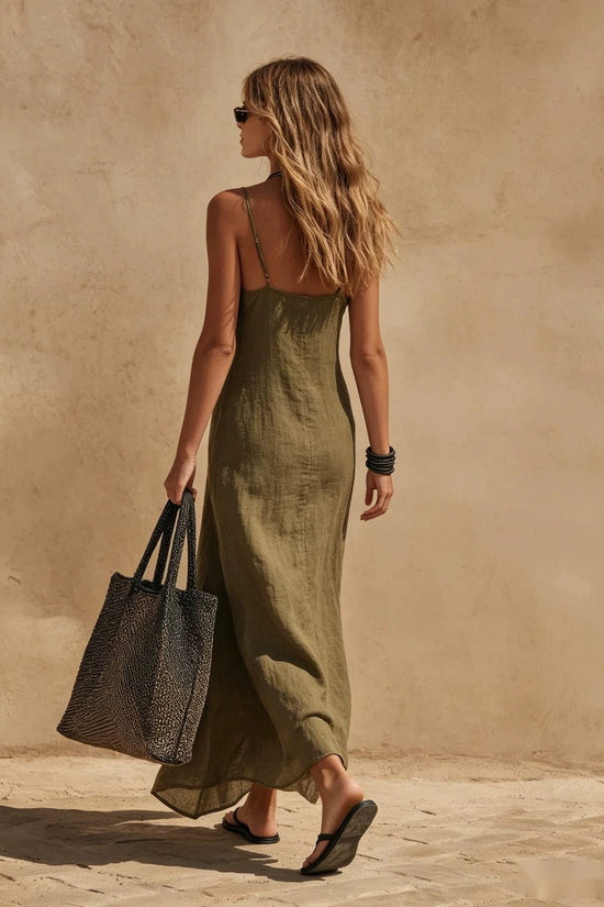 Loose Casual Resort-style Minimalist Sleeveless Slip Dress 
