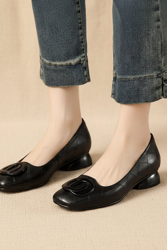 French-style Vintage Low-cut Round-toe Versatile Womens Shoes 