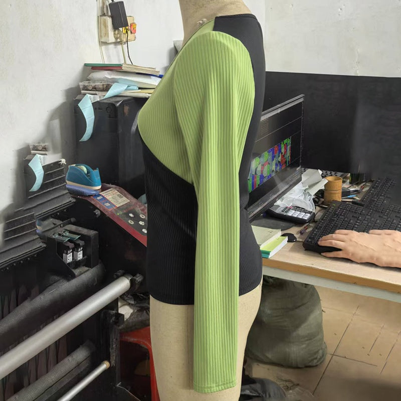 Women's Elegant V-Neck Cross Front Sweater, Color Block Knit Top For Spring And Fall Layering CJ US