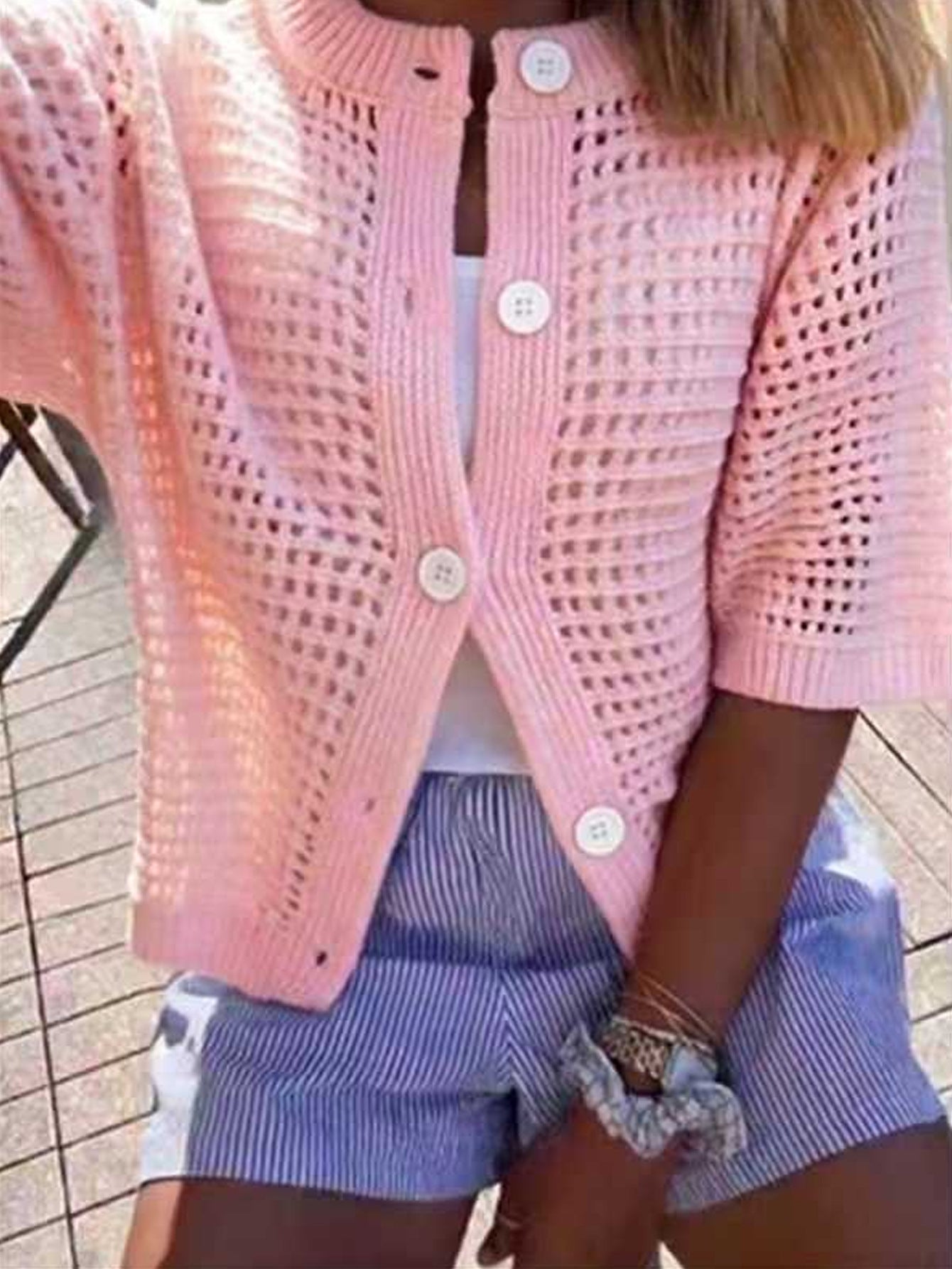 Women's Solid-color Cardigan Sweater Top 