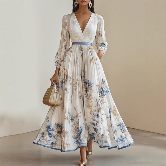 Long sleeved V-neck dress 