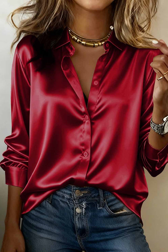Elegant Long Sleeve Satin Blouse for Women Spring and Autumn Fashion Shirt 