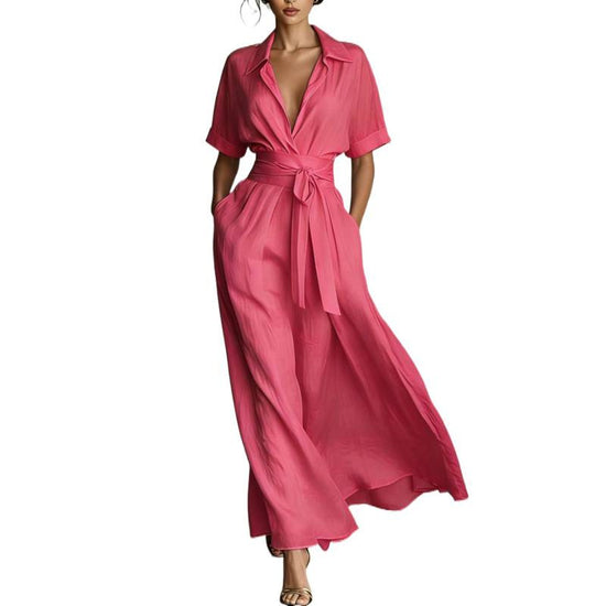 Solid color waist slimming dress