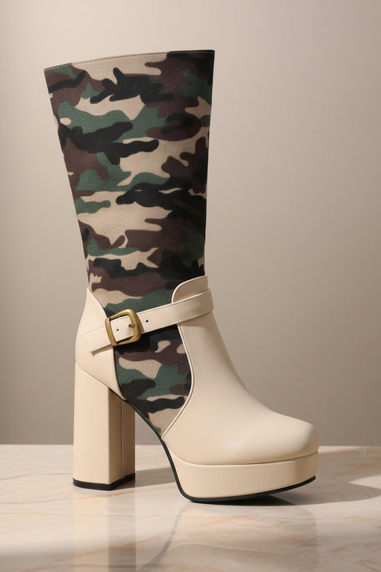 Fashion Punk Style Camouflage High-Cut Women's Boots with Thick Heel and Platform Made to order, ships in 7 days 