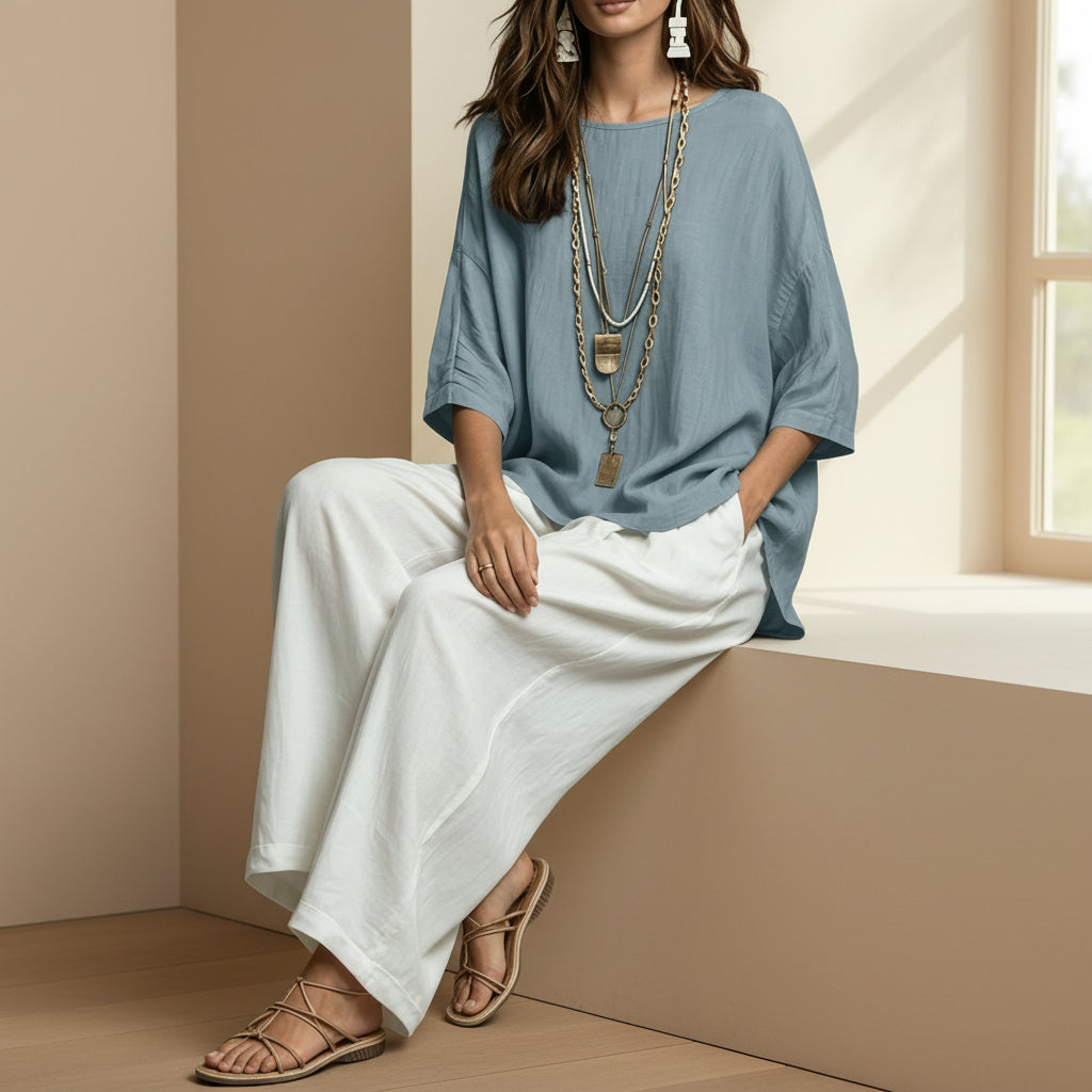 Bohemian Style Loose Elegant Set for Women Casual Vacation Outfit 