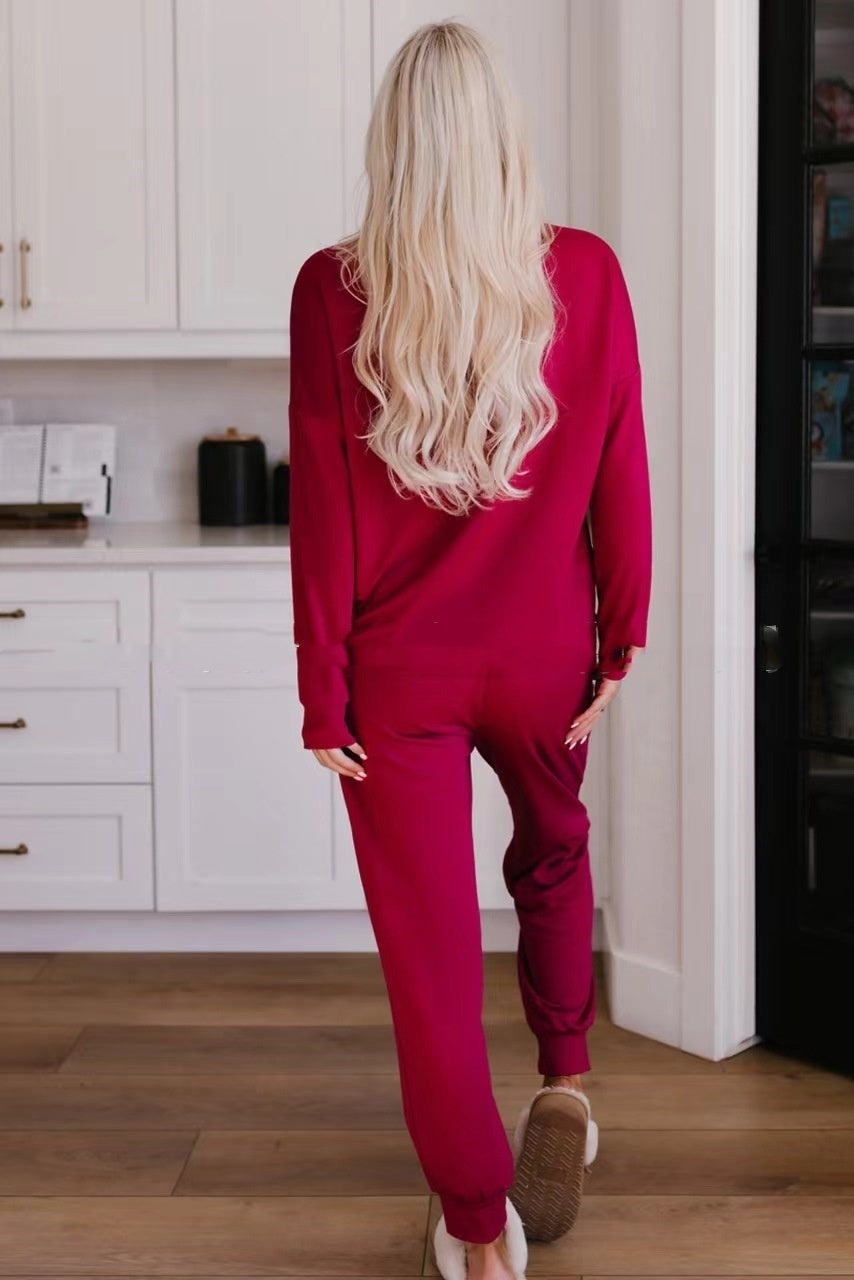 Women's Christmas Sequins Long Sleeve Pants Two-piece Set Fashion Casual Set CJ