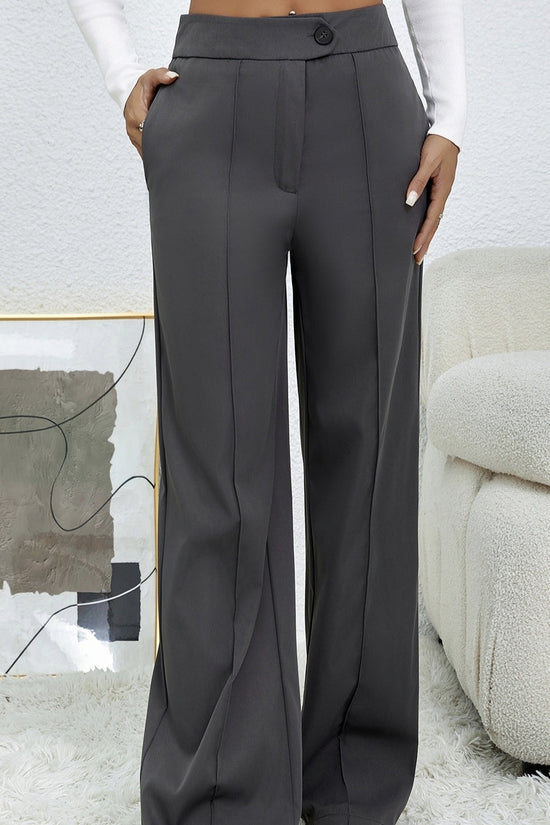Ladies' Solid Color Loose Wide Leg Straight Leg Pants CJ US