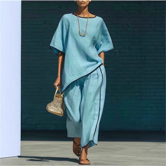 Casual Resort-Style Fashionable Loose Two-Piece Set For Women 