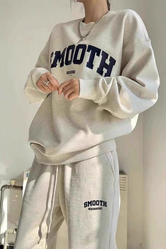 Gray Hoodie And Pants Fashion Running Two-piece Set Trendy 