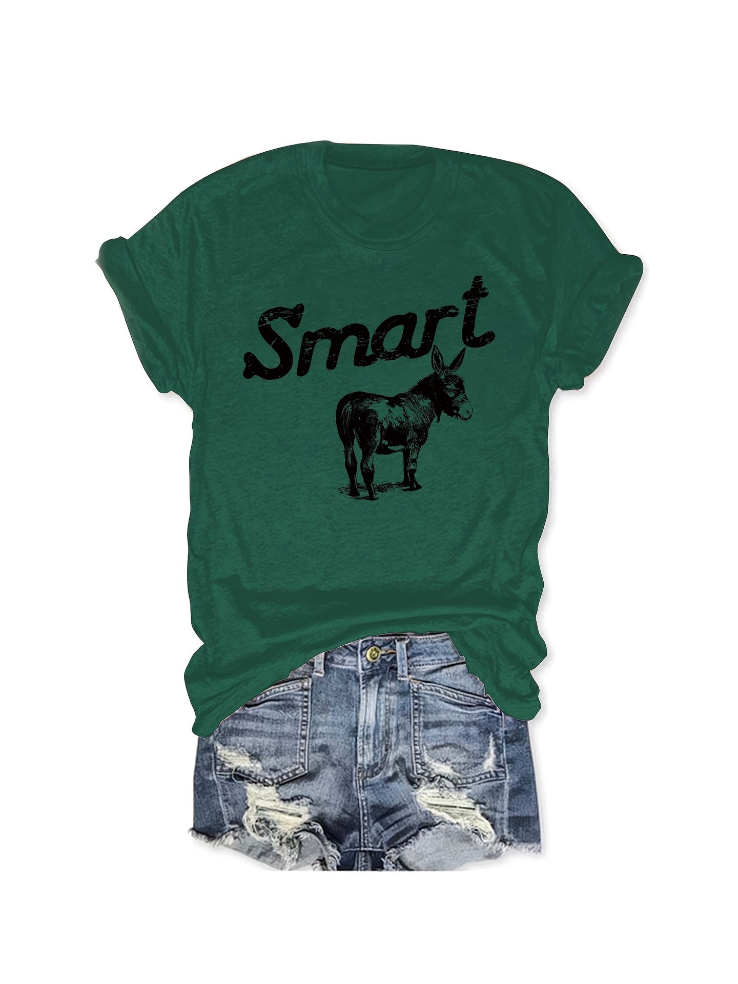 Women's Round Neck Short Sleeve T-Shirt - Casual Summer Top 