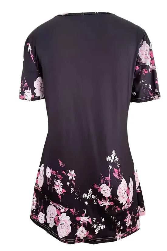 Summer New Short-sleeved Printed Fake Two-piece T-shirt V-neck Fashion Spike Top CJ