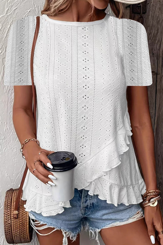 Womens Fashion Casual Solid-color Short-sleeve Crew Neck 
