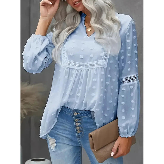 Women’s Long‑Sleeve V‑Neck Business Casual Blouse CJ US