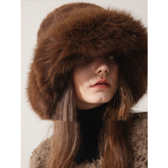 Women’s Oversized Furry Fisherman Hat – Mongolian Style Winter Hat - FitiqueFit