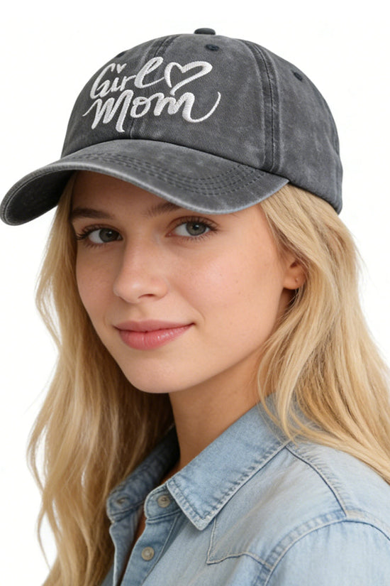 Girl Mom Adjustable Wash Cotton Baseball Cap 