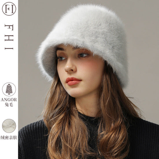Big Head Circumference Real Rabbit Plush Hat 