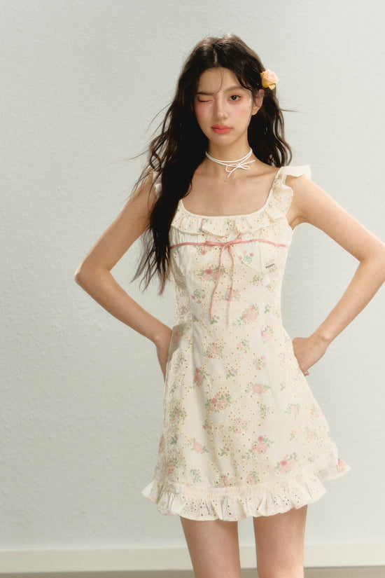 Women’s Sleeveless Floral Suspender Skirt CJ