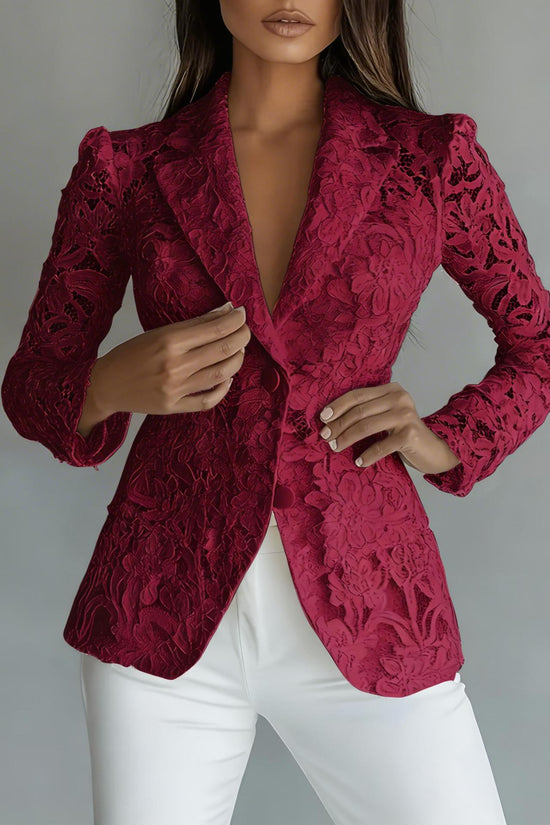 Fashionable Casual Elegant Lace V-Neck Sheer Blazer for Women 