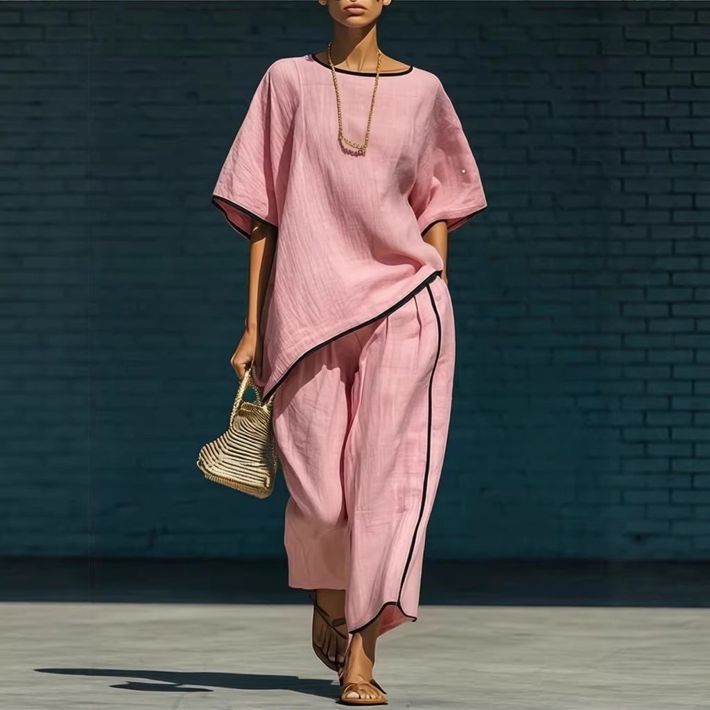 Casual Resort-Style Fashionable Loose Two-Piece Set For Women 