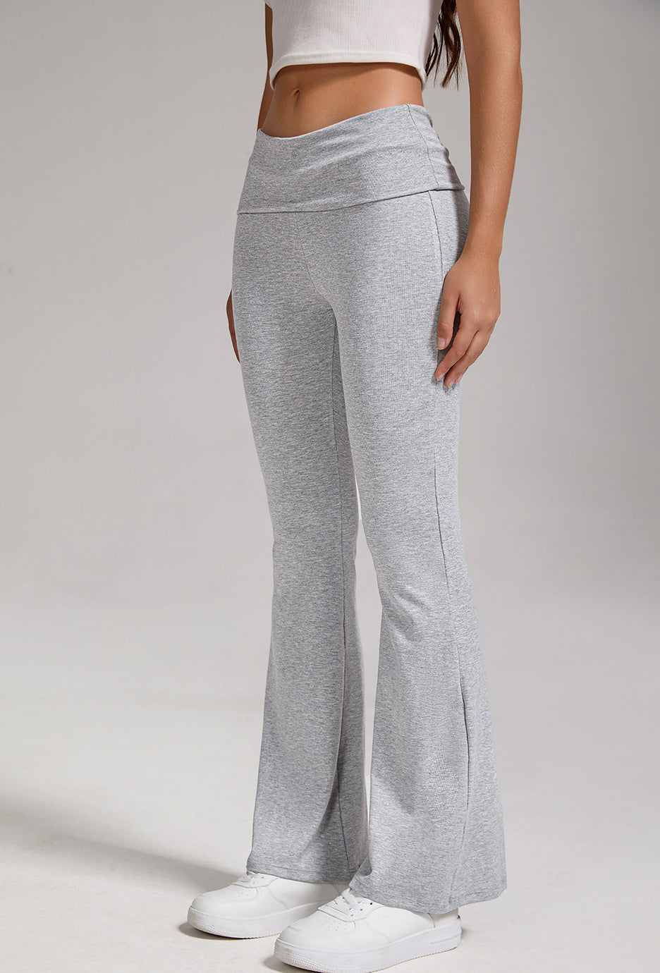 🔥 Women's Low-Waisted Folded Waist Flared Pants - Low-Rise Wide-Leg Trousers FitiqueFit