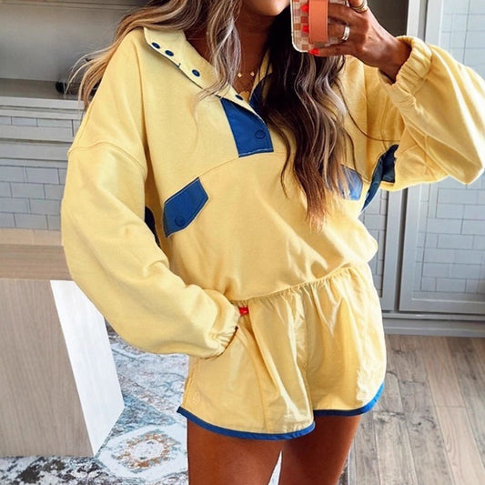Fashionable Versatile Multi-color Womens Long-sleeve Two-piece Set 