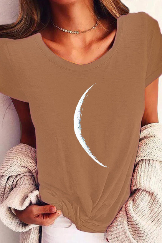 Wide Collar Printed T-Shirt – Casual Short Sleeve Top for Women FitiqueFit
