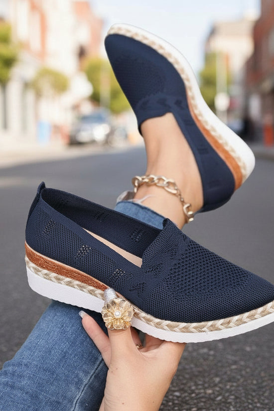 Woven Hemp Rope Platform Shallow Breathable Snakeskin Pointed Toe Women's Flats 