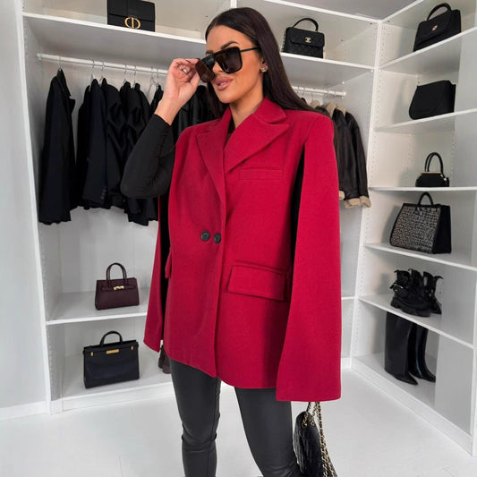 Fashion Solid Color Loose Shawl Coat 