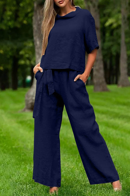 Round-neck Plus-size Womens Casual Two-piece Set, Trendy For Women 