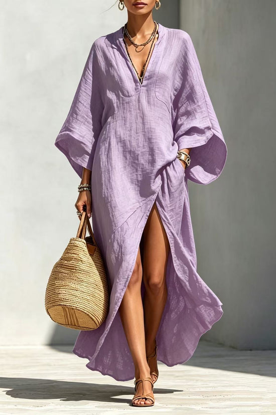 Batwing-sleeve Loose-fitting Maxi-length Resort Dress 