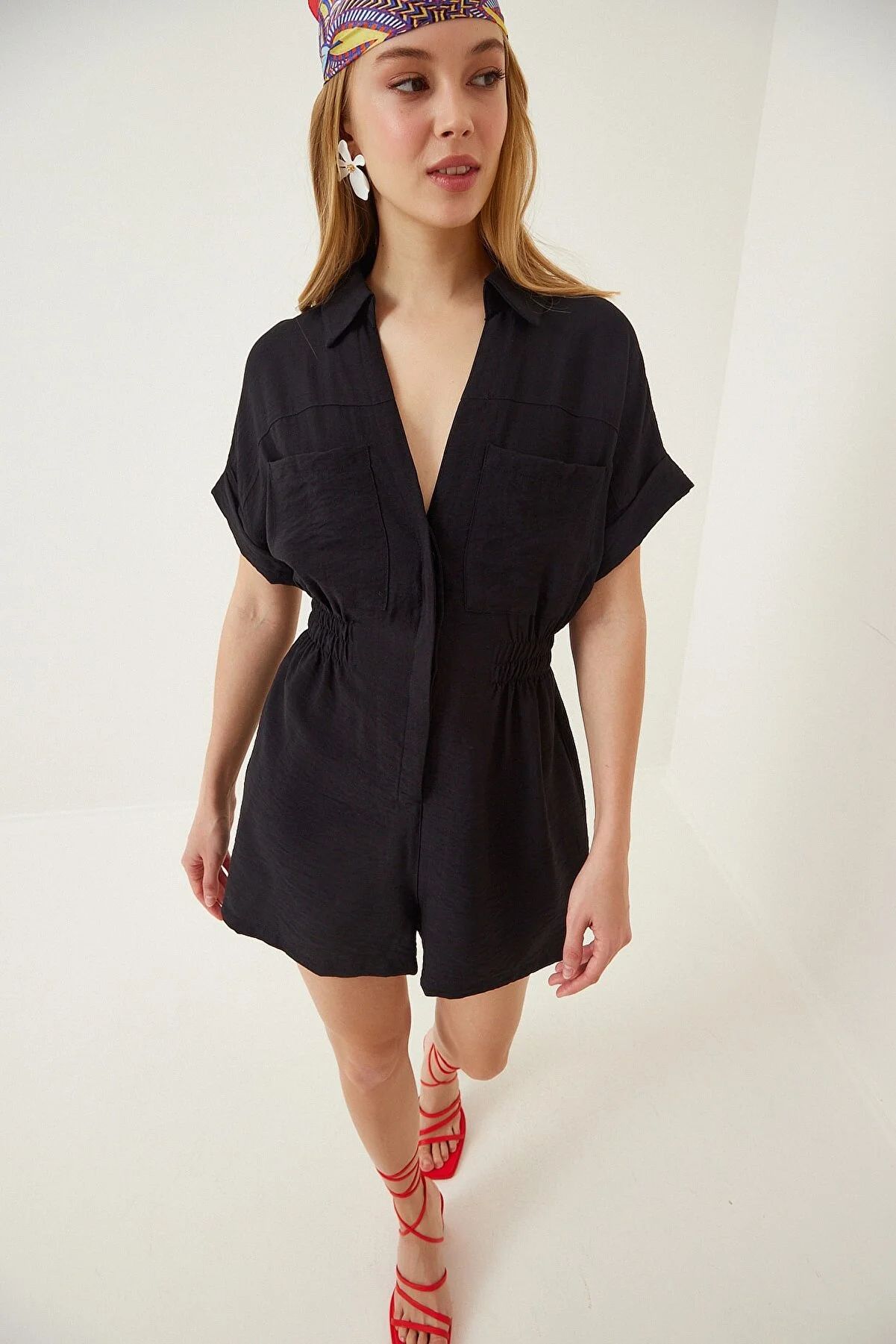 Workwear Jumpsuit Loose-fitting Figure-flattering Made Of Cotton And Linen 